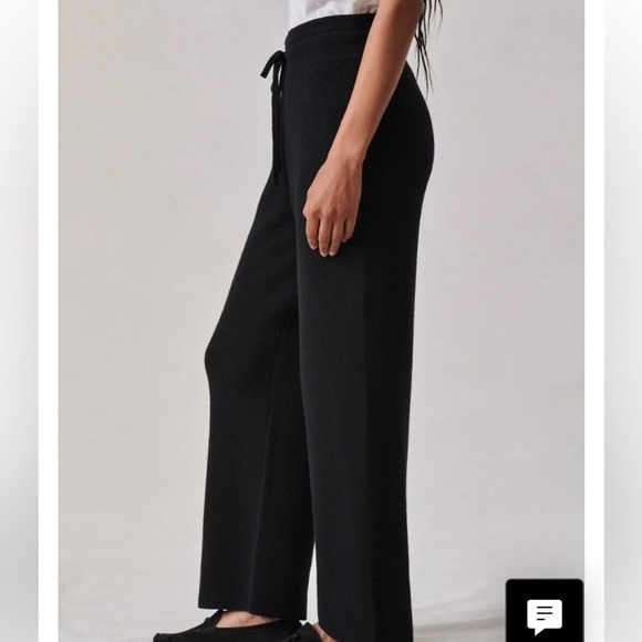 NWOT Staud Black Knit Wool Blend Wide Leg High Waist Drawstring Pants - Picture 2 of 11